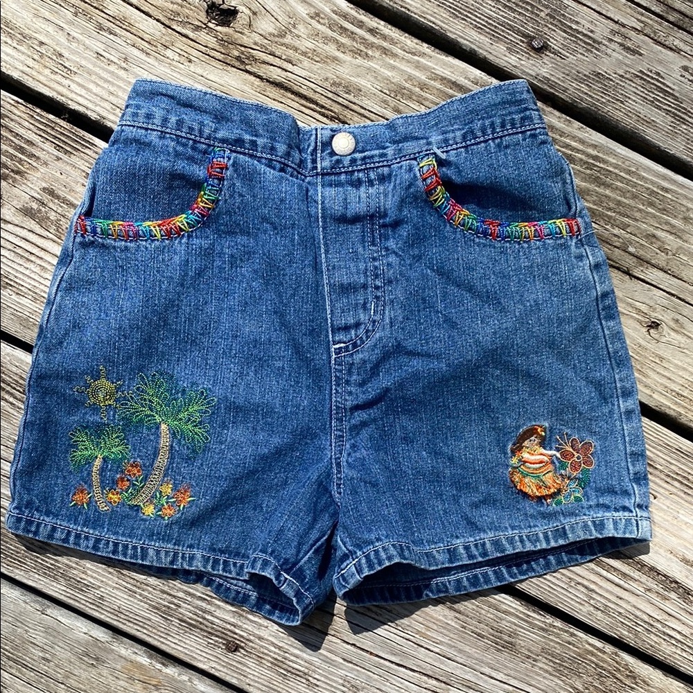 Disney Blue Denim Shorts with Embroidery
